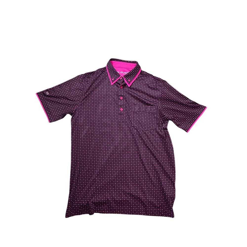 GMAC Golf Polo Men’s Small Pink Black Short Sleeve Performance Shirt